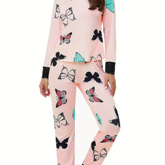 Butterfly Print Lounge Set Women's Loungewear