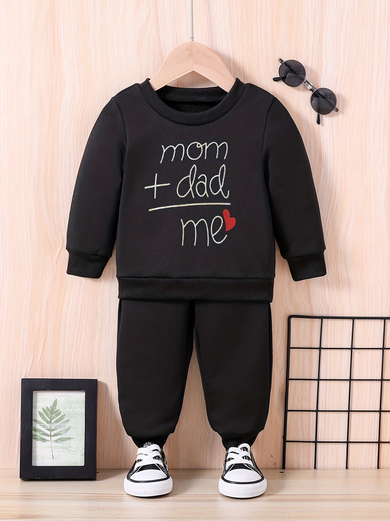 Toddler Baby Sweatshirt Trousers Set MOM DAD ME Print