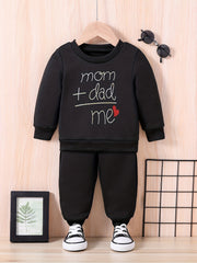 Toddler Baby Sweatshirt Trousers Set MOM DAD ME Print