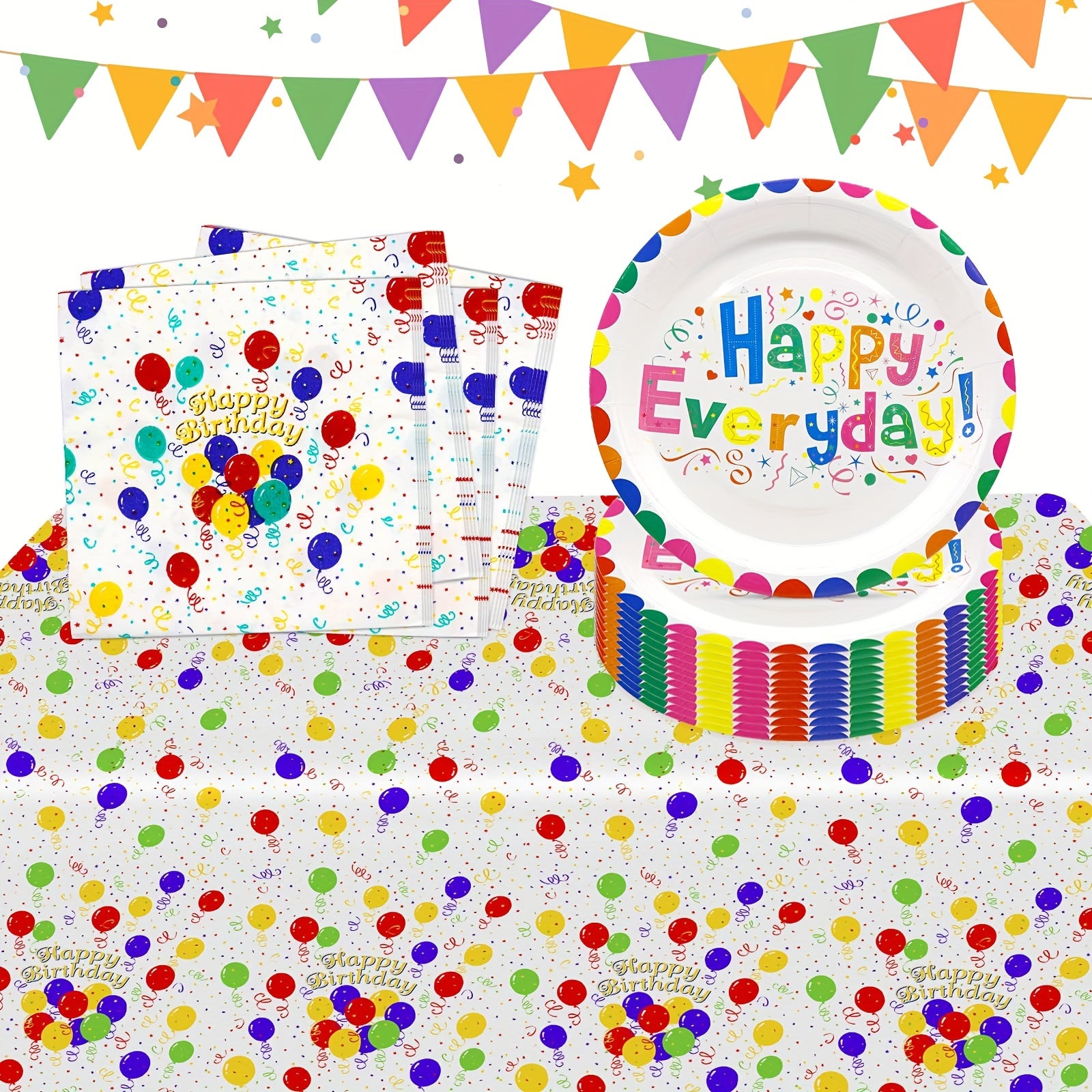 41pcs Birthday Party Table Decorations Including Table Cloth Napkins Plates
