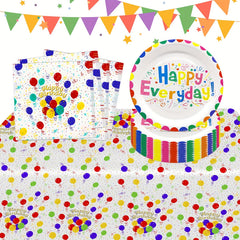 41pcs Birthday Party Table Decorations Including Table Cloth Napkins Plates