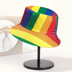 Rainbow Printing Sunshade Bucket Hat for Men Women