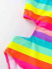 Toddler Girls Rainbow Striped One Piece Swimsuit