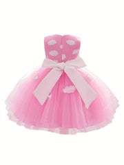 Toddler Girl's Clouds Print Princess Dress & Headband