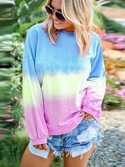 Gradient Print Sweatshirt Long Sleeve Casual Top for Spring & Summer