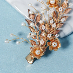 Flower & Pearl Hair Clip Vintage Barrette Bridal Wedding Headwear