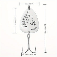 1pc 2g Text Sequins Fishing Hook With Love Fishing More Love You