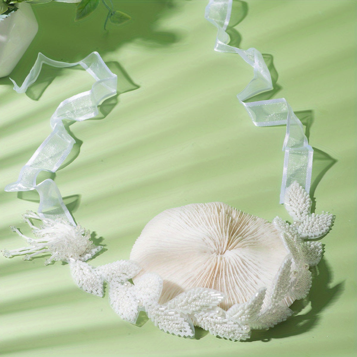 Floral Headband Bridal Hair Accessory with Pearl Detail