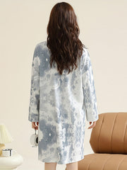 Button-Down V-Neck Nightgown Long Sleeve