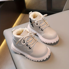 Vintage Fleece Boots Baby Girls Non Slip Boots Zipper Indoor Outdoor