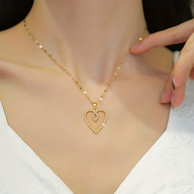Stainless Steel Heart Love Pendant Necklace for Women Girl