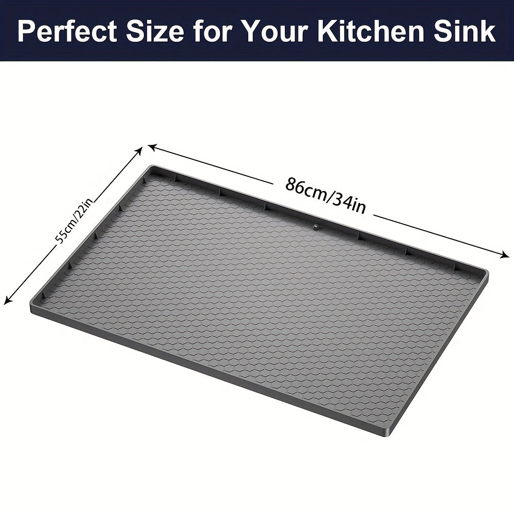 Waterproof Silicone Under Sink Mat with Drain Hole - Cabinet Tray Protector