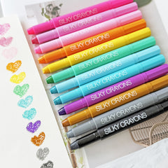 12 Metallic Twistable Crayons Washable Gel Non Toxic Easy Glide Adult Coloring