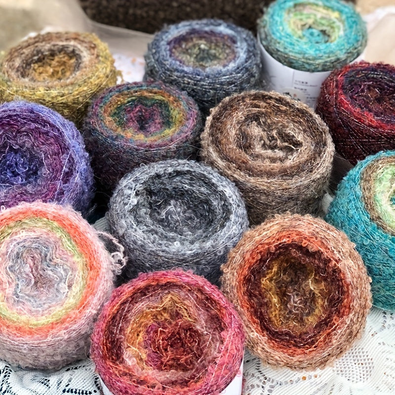 Long Gradient Dyed Wool Ball Soft Warm Yarn for DIY Crocheting & Knitting 50g