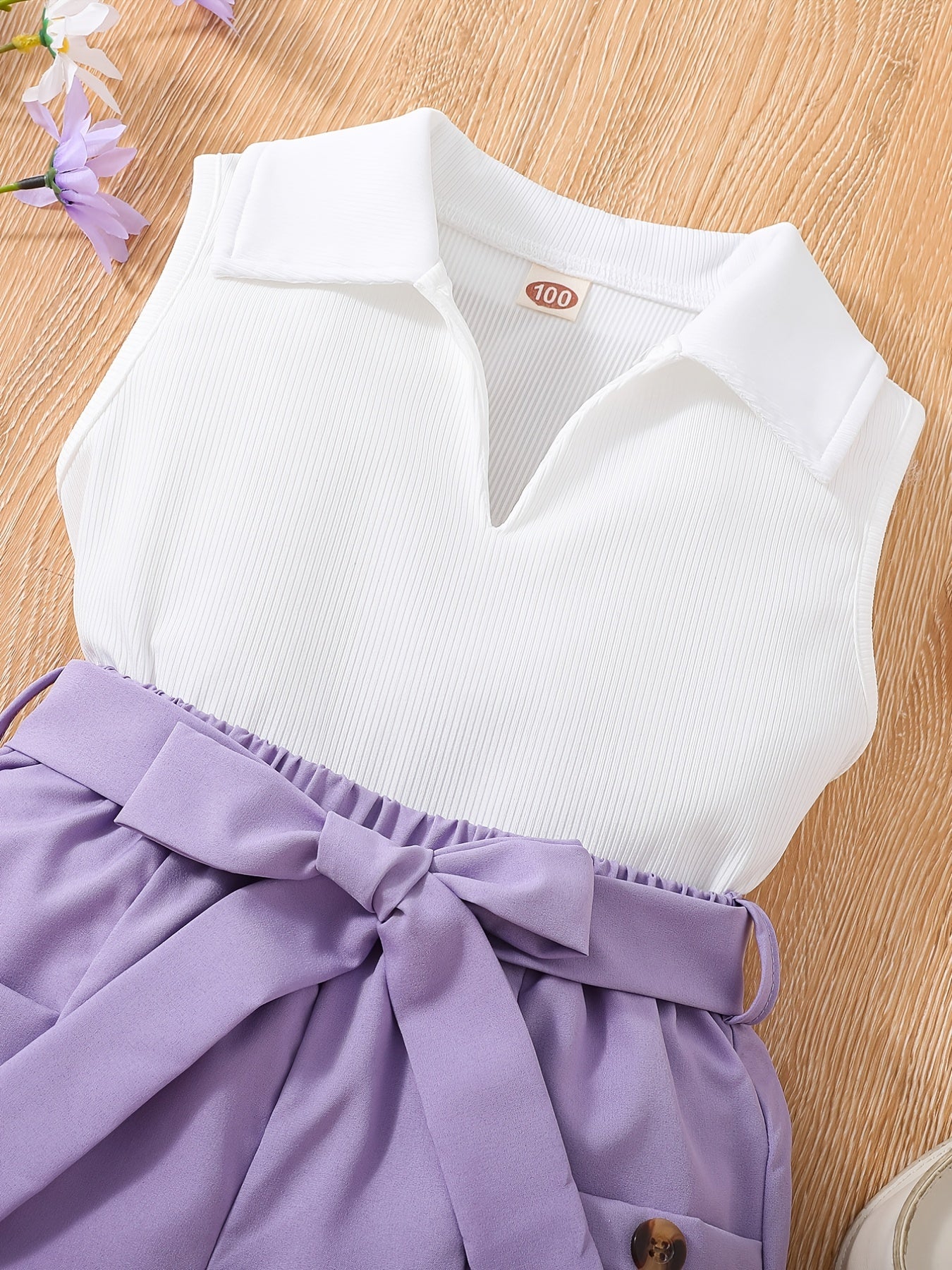 2pc Toddler Girls Sleeveless Vest Top & Shorts Set