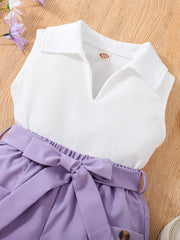 2pc Toddler Girls Sleeveless Vest Top & Shorts Set