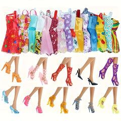32pcs Doll Dress Up Set for Girls - Assorted Styles with Outfits, Shoes, Crowns