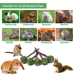 4pcs Bunny Chew Toys Natural Alfalfa Grass Small Animal Chew Toys