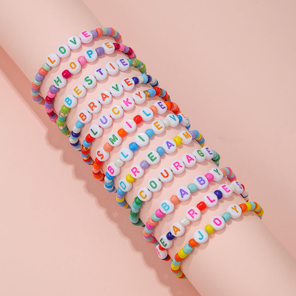 12pcs Kids Acrylic Bead Bracelet Adjustable