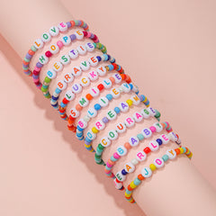 12pcs Kids Acrylic Bead Bracelet Adjustable