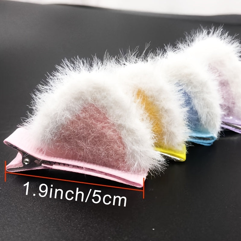 2pcs Plush Cat Ear Hair Clips Girls Sweet Hair Accessories Holiday Gift