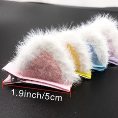 2pcs Plush Cat Ear Hair Clips Girls Sweet Hair Accessories Holiday Gift