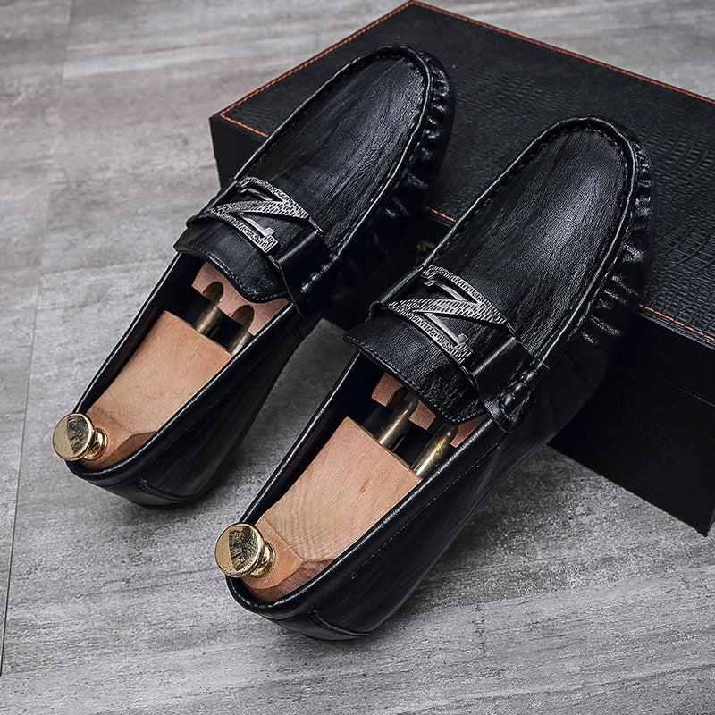 Men's Slip On Loafer Flat Shoes Brown Grey