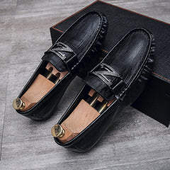 Men's Slip On Loafer Flat Shoes Brown Grey