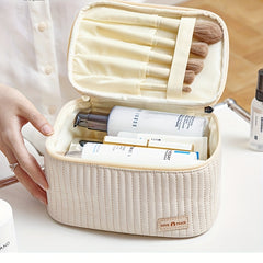 1pc Travel Makeup Bag Cosmetic Bag PU Solid Toiletry Bag Portable Storage Bag