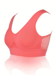 Fishnet Stitching Sports Bra Breathable Workout Tank Bra