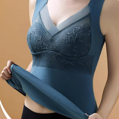Lace Thermal Top V Neck Sleeveless Soft Comfort Women's Lingerie