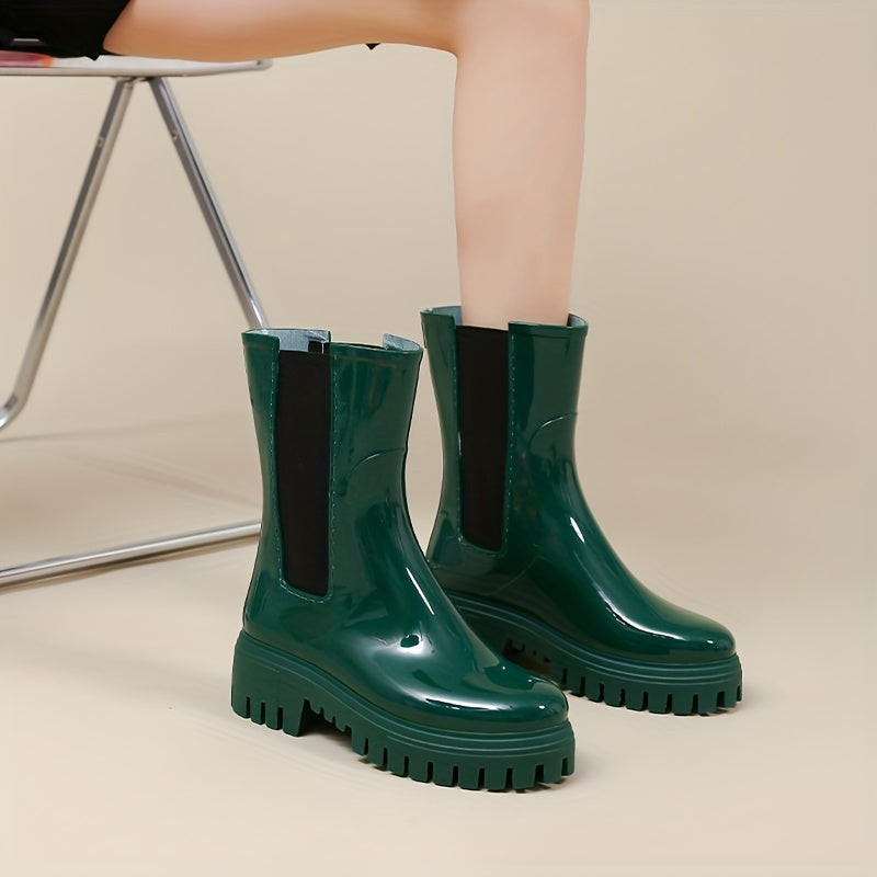 Women's Green Rain Boots Waterproof Anti Slip Short Boots