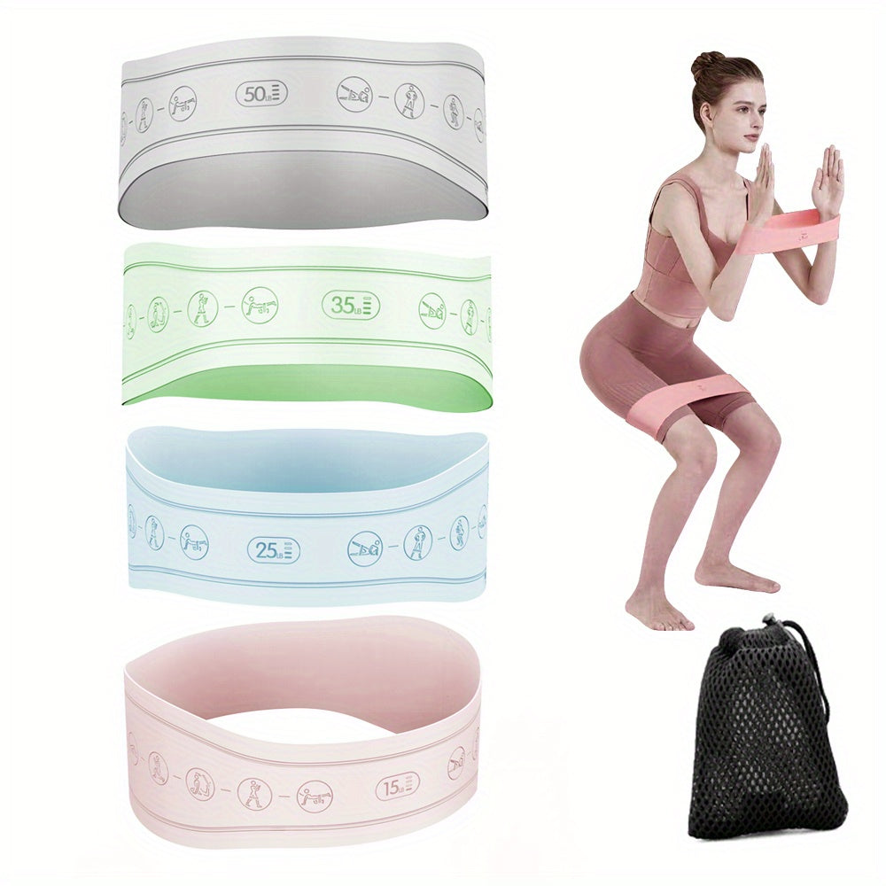 4 Pcs Hip Training Stretching Ring Silicone Elastic Yoga Resistance Belt