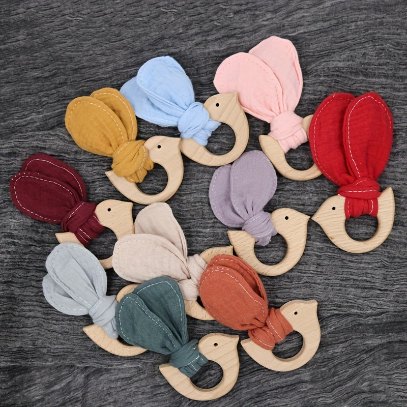 Baby Bird Rattle Crack Nursing Toy Beech Wood Teether