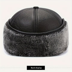 Waterproof PU Leather Men's Winter Baseball Cap