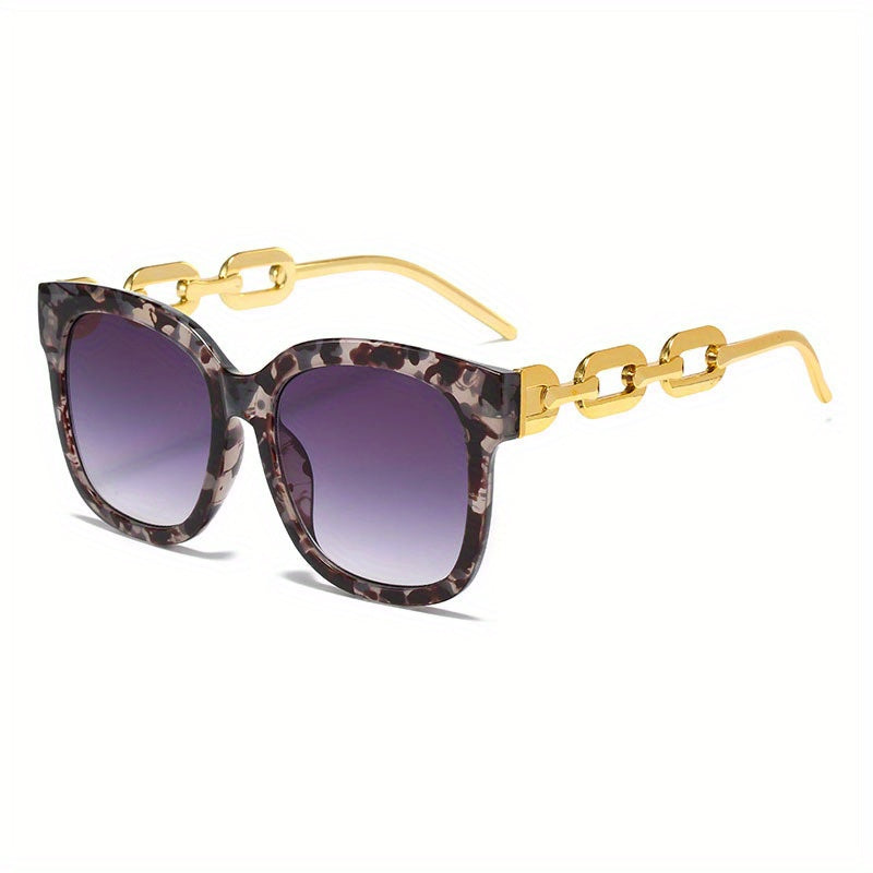 Square Sunglasses Chain Temple UV400