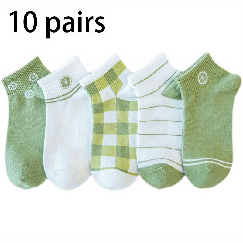 Girls Cartoon Fruit Pattern Socks Breathable Comfy Short Socks