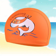 Kids Cartoon Animal Print Waterproof Swimming Cap for Boys & Girls