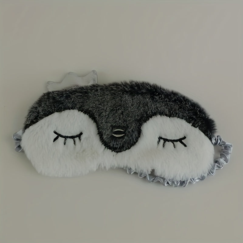 Soft Animal Shaped Eye Mask Plush Blackout Blindfold For Travel