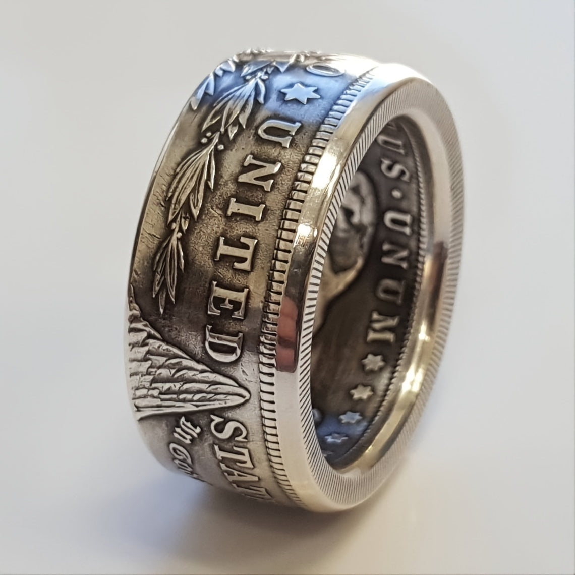 Number Letter Leaf Engraved Ring Men's Finger Jewelry