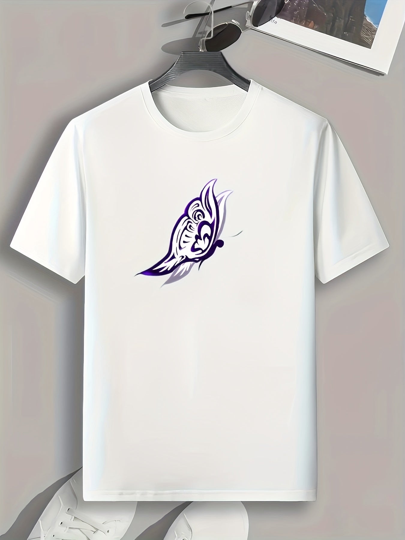 Butterfly Pattern Print Men's Sports T-shirt Graphic Tee