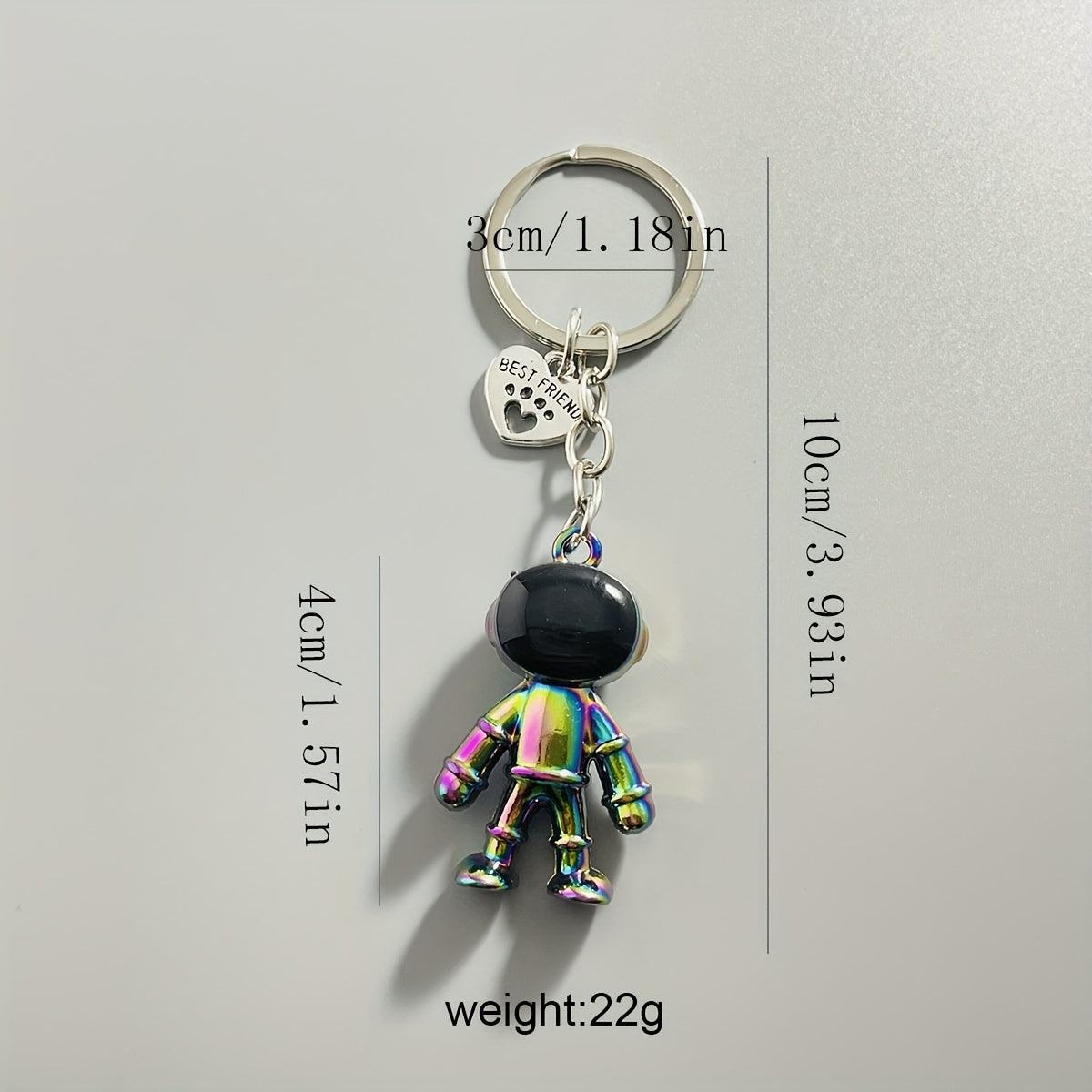 Y2K Astronaut Keyring Holographic Spaceman Robot Key Ring