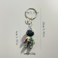 Y2K Astronaut Keyring Holographic Spaceman Robot Key Ring