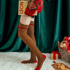 Christmas Thigh High Socks Fuzzy Over The Knee Socks Women's Stockings