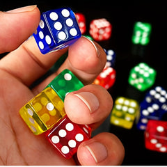50pcs 16mm Transparent Square Corner Dice 6 Sided Game Acrylic Dice