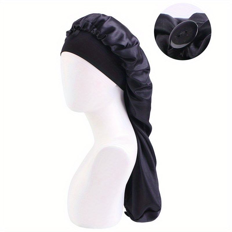 Solid Satin Long Hair Bonnet Head Scarf Night Cap