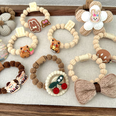 5pcs Kids Bow Hair Ties Cartoon Hair Rope