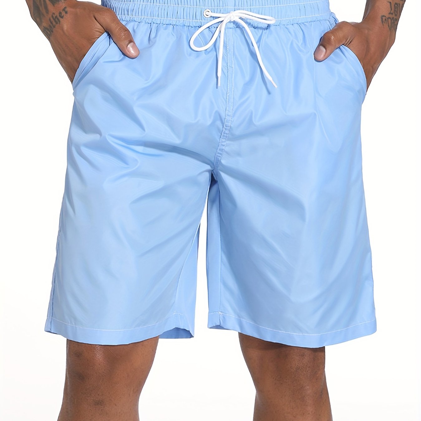 Quick Dry Drawstring Men's Swim Trunks Solid Board Shorts Men's Swimwear