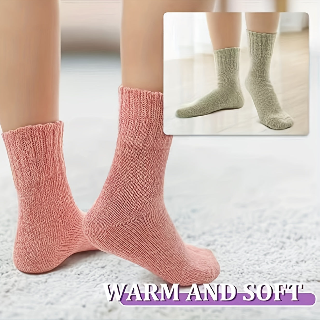 5 Pairs Cashmere Thick Warm Socks Men Women Christmas