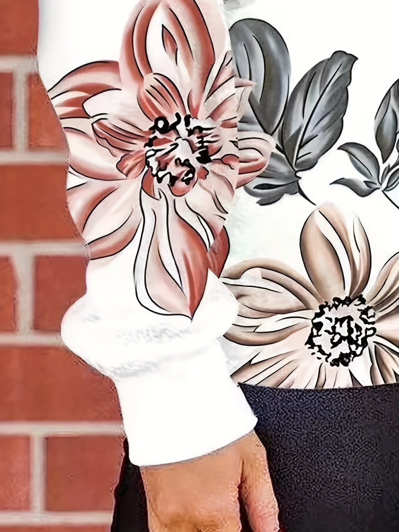Floral Print Crew Neck Sweatshirt Long Sleeve Casual Pullover